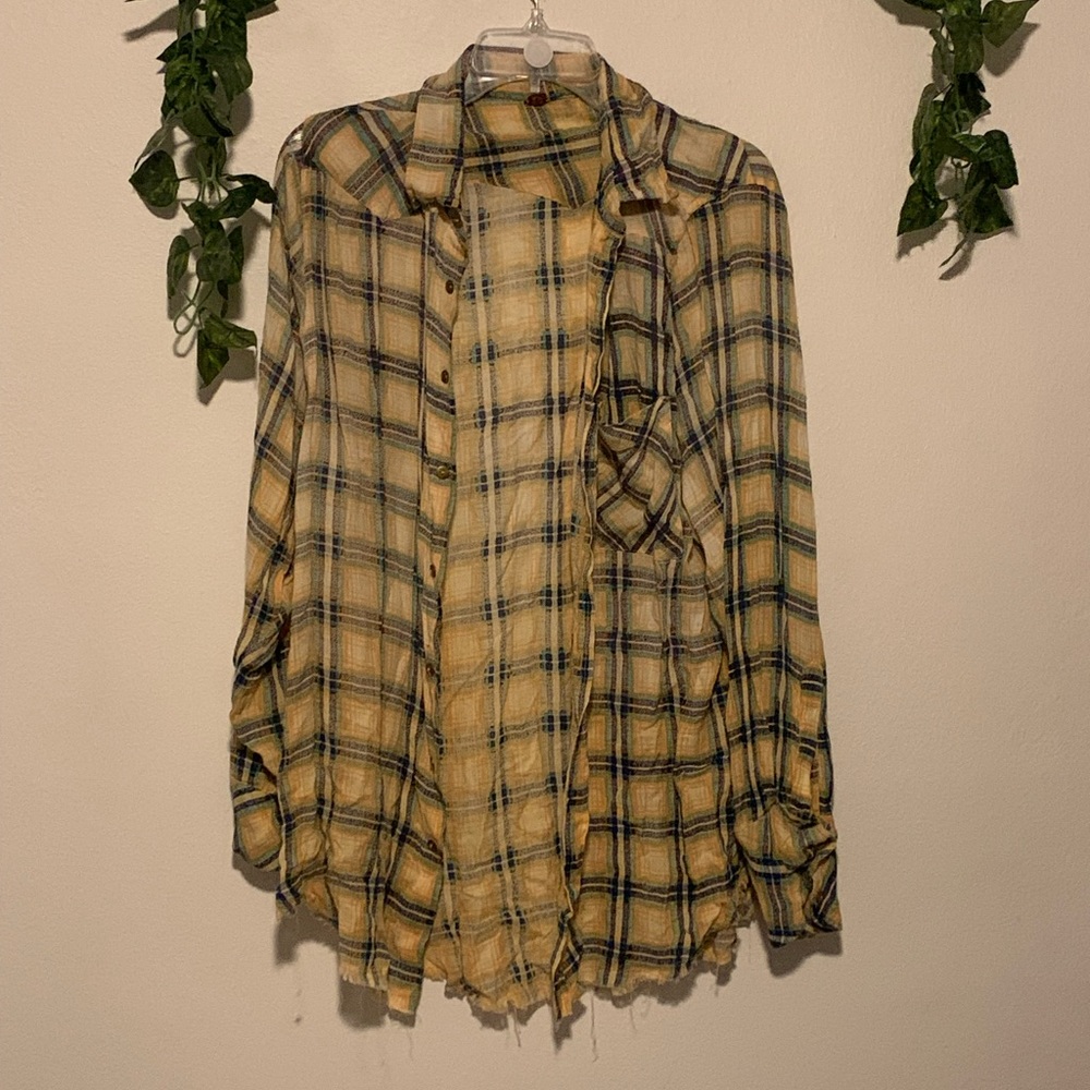 Squared Pattern Long Sleeve Blouse - image 1